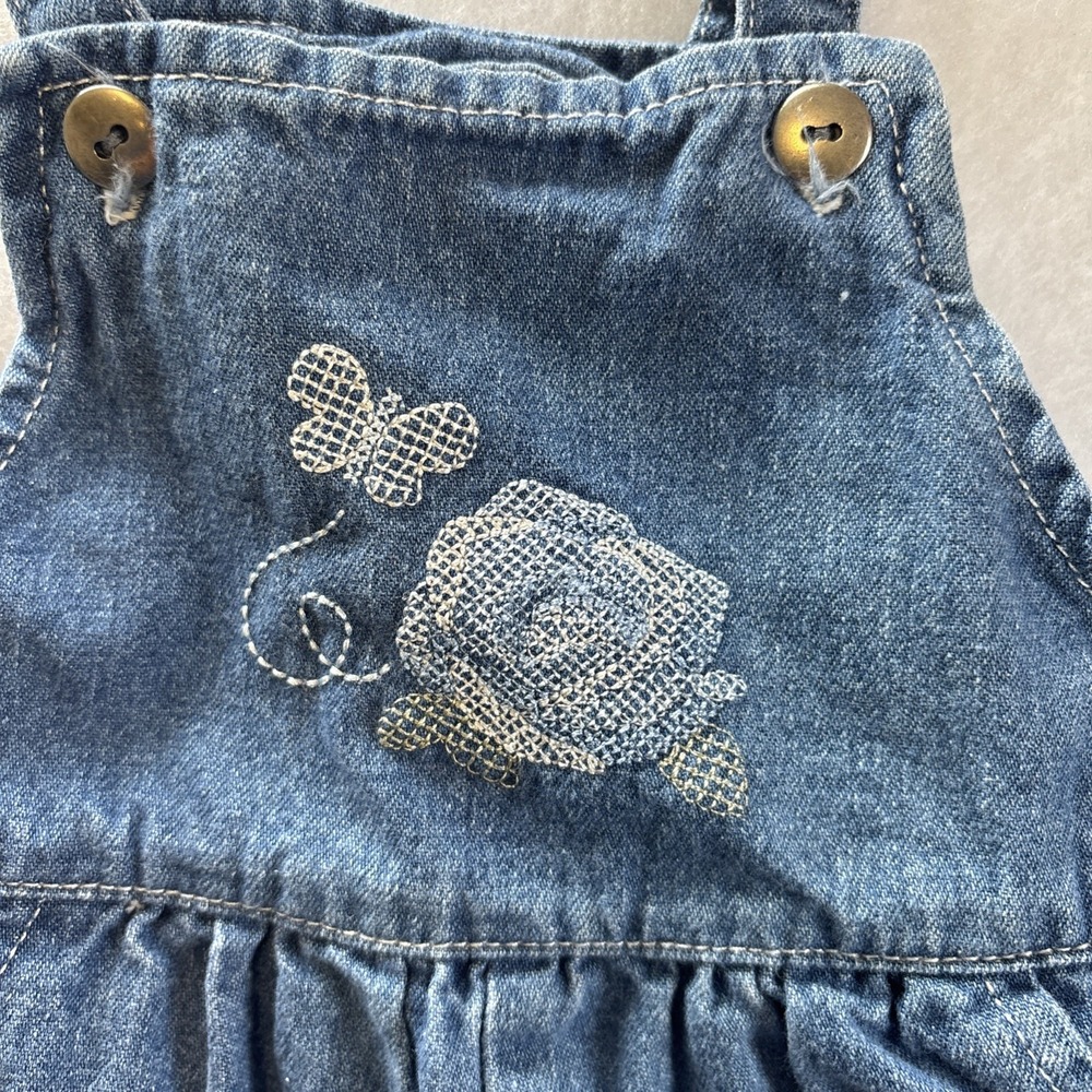 Vintage Disney Baby Girl Princess Embroidered Bubble Overalls 12 Month Toddler